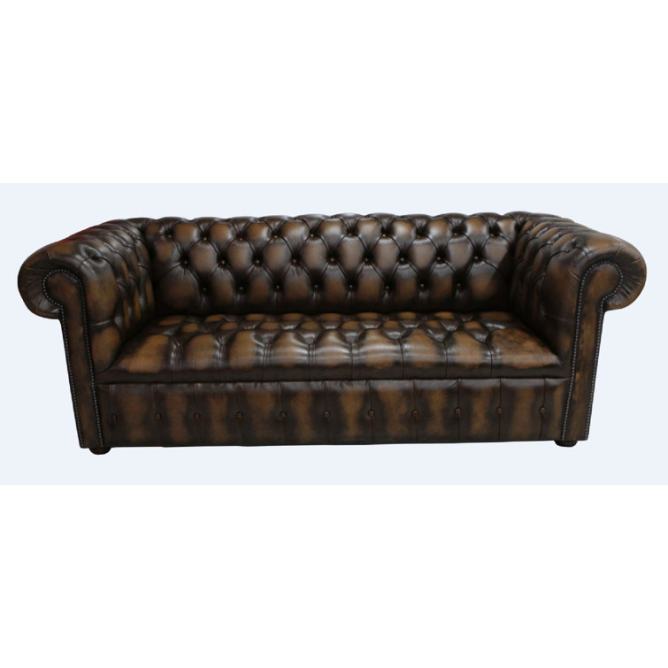 Rosalind Wheeler Afner 165Cm Genuine Leather Scroll Arm